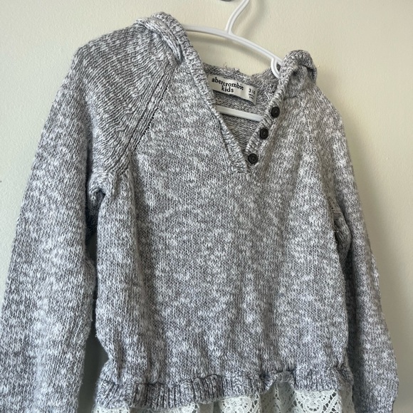 Abercrombie Kids girls cozy cotton hooded sweater with lace layer size 3-4 - Picture 5 of 9